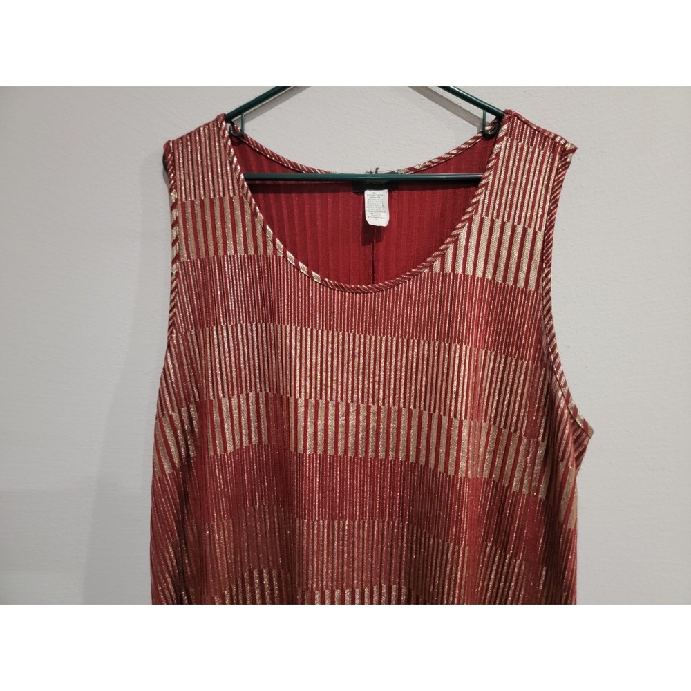 Espresso Women's 3X Red Gold Glitter Stripe A Line Shift Dress‎ Sleeveless - Picture 6 of 8